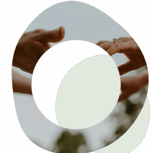 Abstract circles image of two hands reaching out to each other