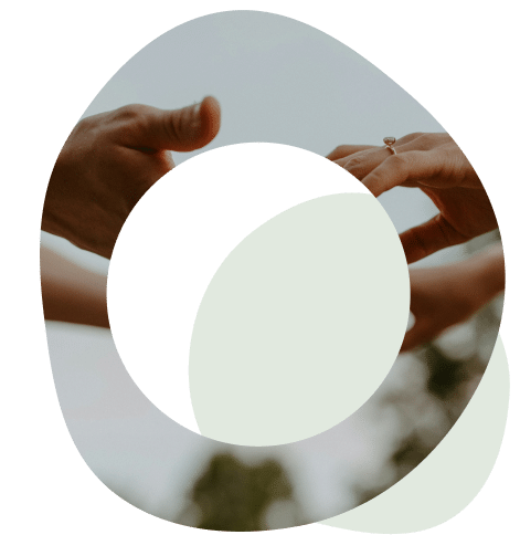 Abstract circles image of two hands reaching out to each other